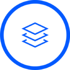 blue papers stacked within a circle